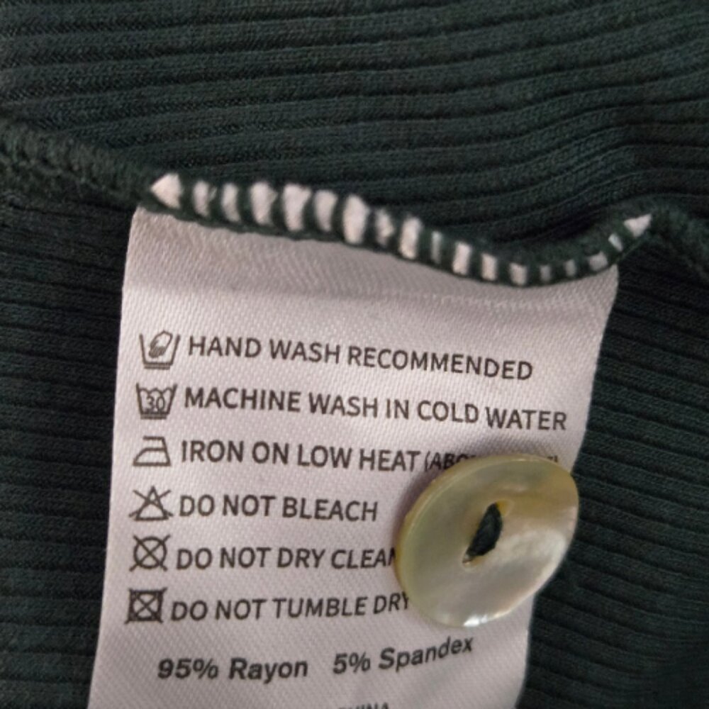 NWT MANGOPOP Green Ribbed Henley Bodysuit | Button Front | Short Sleeve | Small - Picture 4 of 5